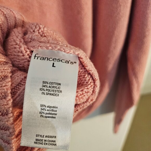 Brand New Francesca's Bow Dog Graphic Pullover Sweater in pink Women Large - Picture 5 of 5